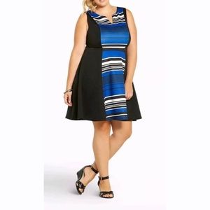 4x torrid blue black scuba skater sleeveless dress